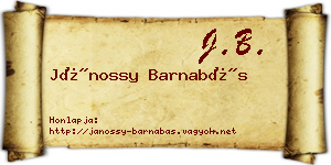 Jánossy Barnabás névjegykártya