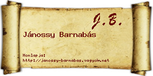 Jánossy Barnabás névjegykártya